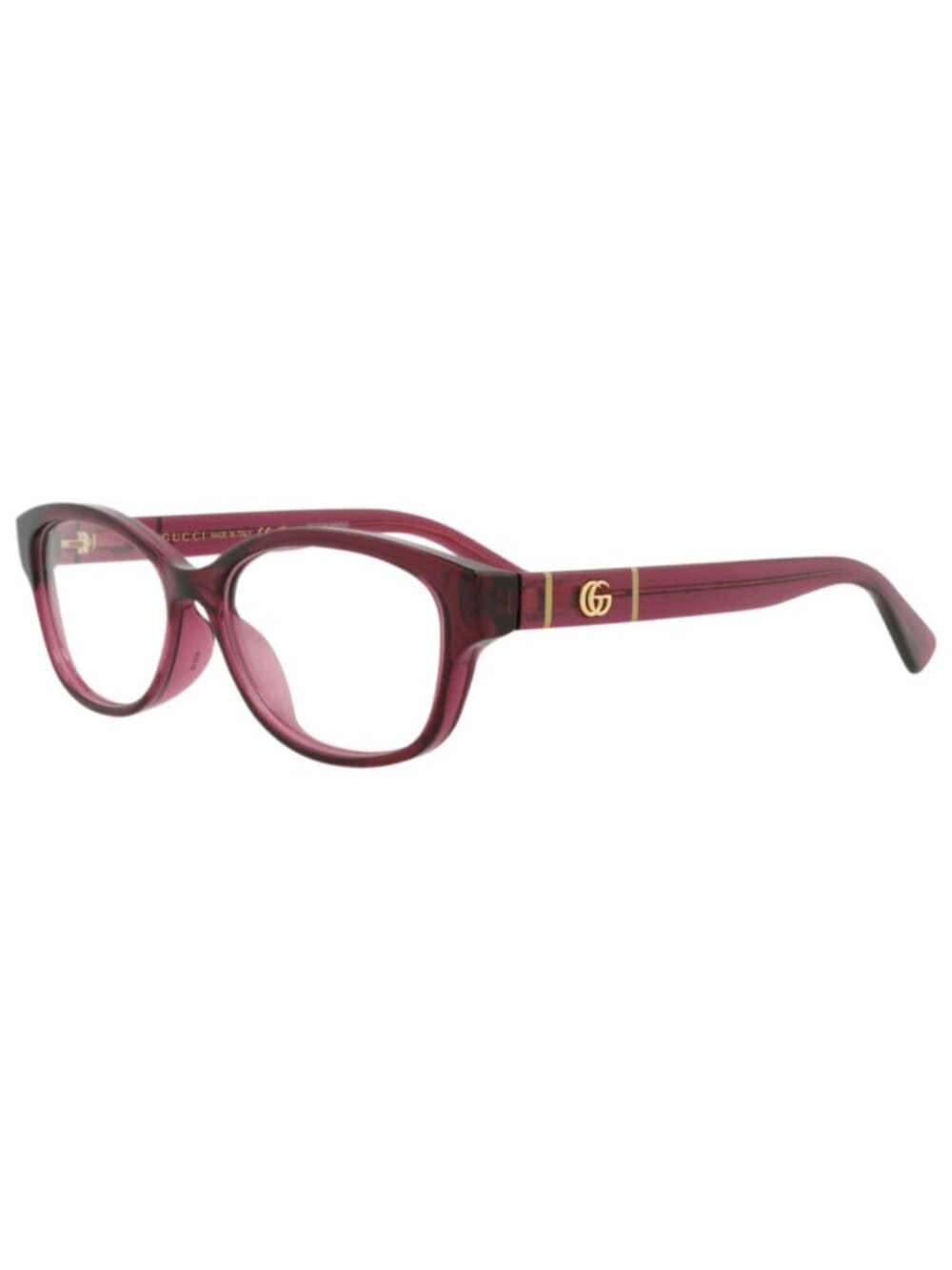New Gucci Women's Eyeglasses Square Rectangle Injection Frame Burgundy Burgundy